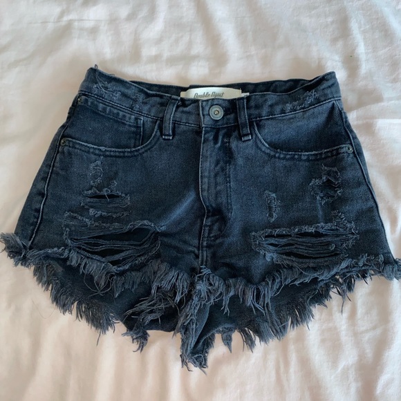 Distressed Black Jean Shorts - Picture 1 of 4